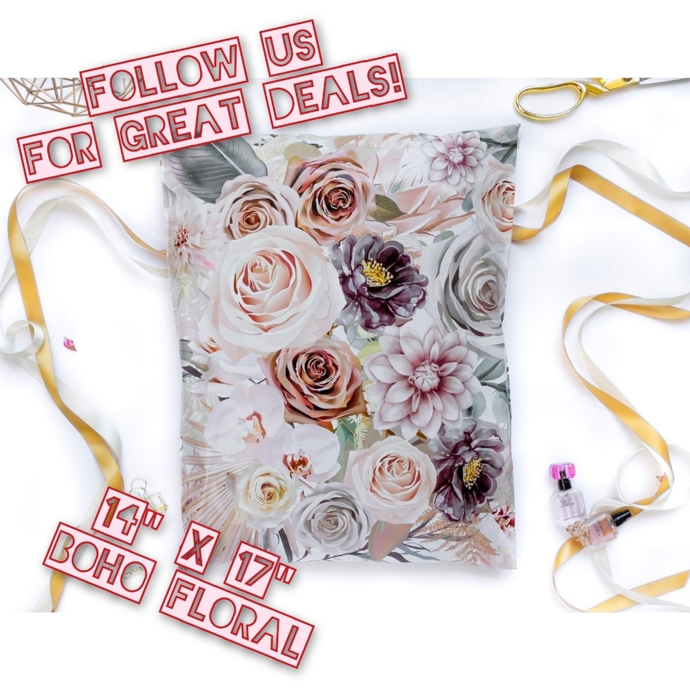 50 Boho Floral Poly Mailers 14x17